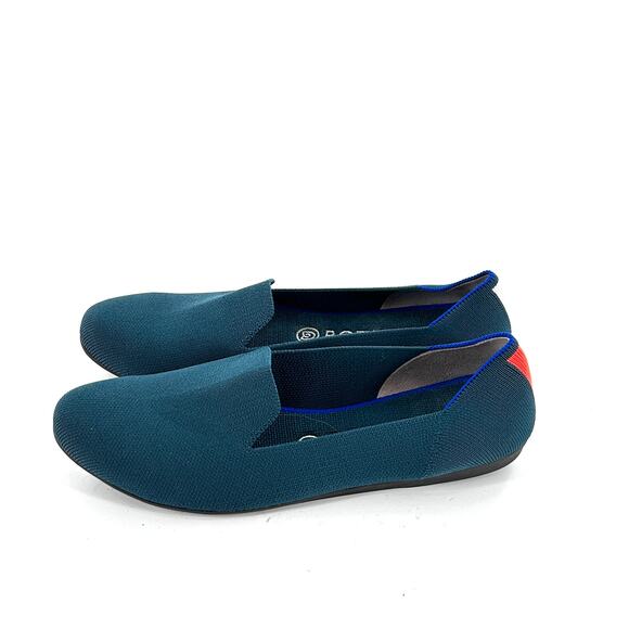 Rothys Loafers 10 Bottle Blue Neon Stripe Flats Womens - Picture 7 of 9